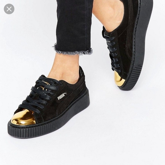 Puma Shoes - Womens Black Platform Puma Sneakers Size 7.5